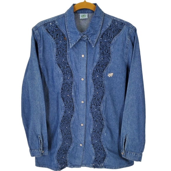 Vintage Bianca Maria Caselli Western Inspire Snap Front Longsleeve Shirt Sz M - Picture 1 of 16
